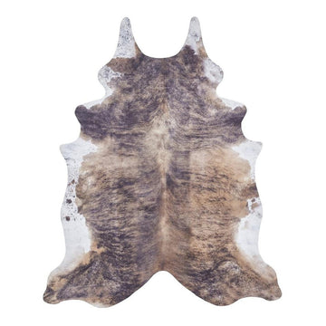 Faux Cow Print Animal Skin Lightweight Printed Polyester Flatweave Brown/White Rug-Think Rugs-Rug Love - The Most Loved Rug Store